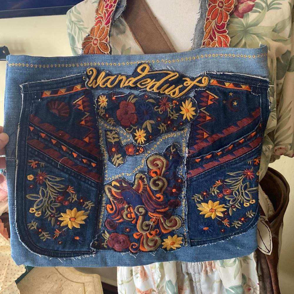Spell Wanderlust Upcycled Jean Tote